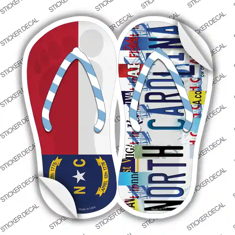 NC Flag|North Carolina Strip Art Novelty Flip Flops Sticker Decal Small