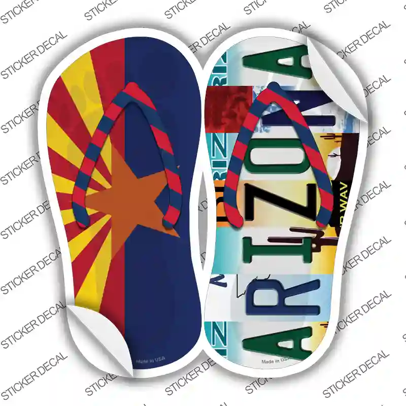 AZ Flag|Arizona Strip Art Novelty Flip Flops Sticker Decal Small