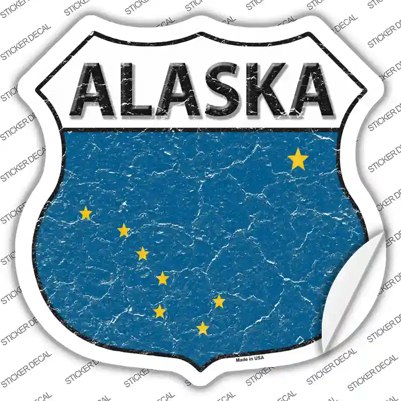 Alaska Flag Novelty Highway Shield Sticker Decal