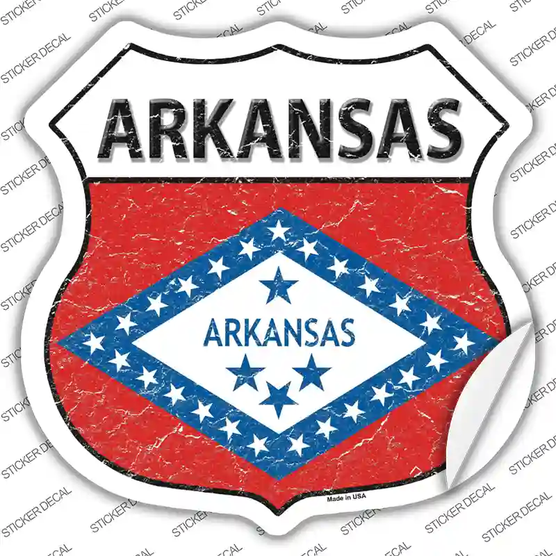 Arkansas Flag Novelty Highway Shield Sticker Decal