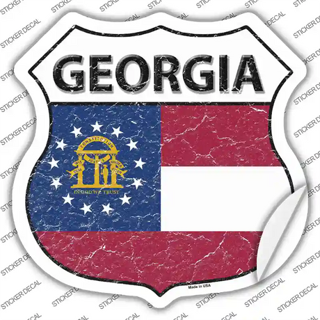 Georgia State Flag Novelty Highway Shield Sticker Decal