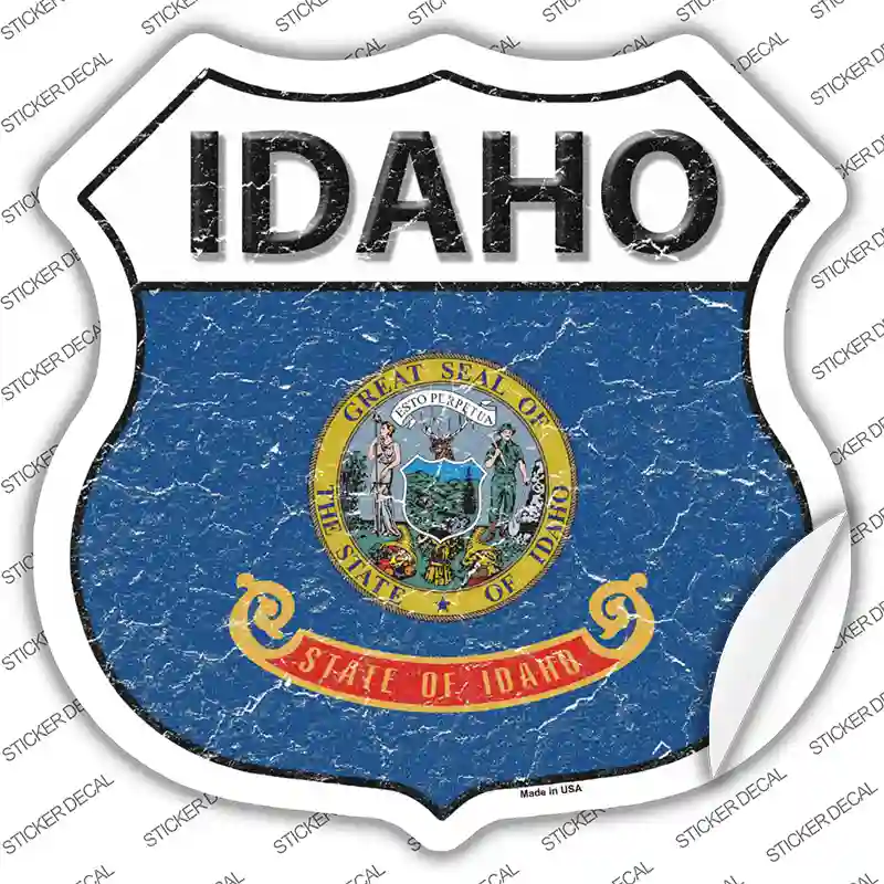 Idaho Flag Novelty Highway Shield Sticker Decal