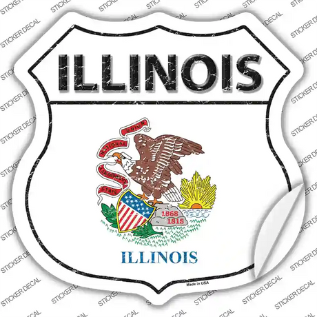 Illinois Flag Novelty Highway Shield Sticker Decal