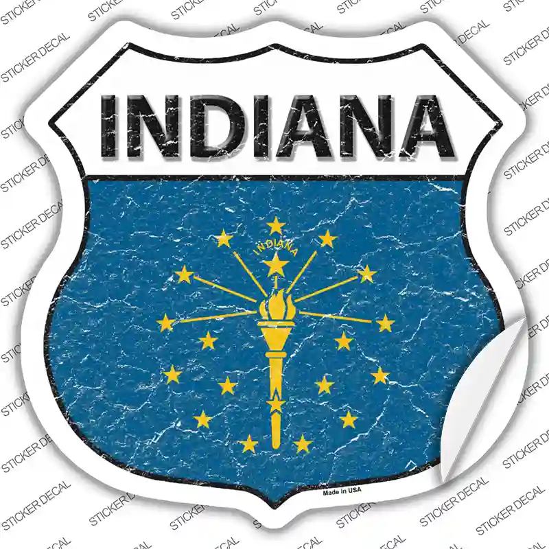 Indiana Flag Novelty Highway Shield Sticker Decal
