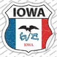 Iowa Flag Novelty Highway Shield Sticker Decal
