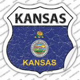 Kansas Flag Novelty Highway Shield Sticker Decal