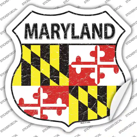 Maryland Flag Novelty Highway Shield Sticker Decal