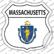 Massachusetts Flag Novelty Highway Shield Sticker Decal
