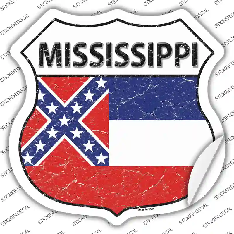 Mississippi Flag Novelty Highway Shield Sticker Decal