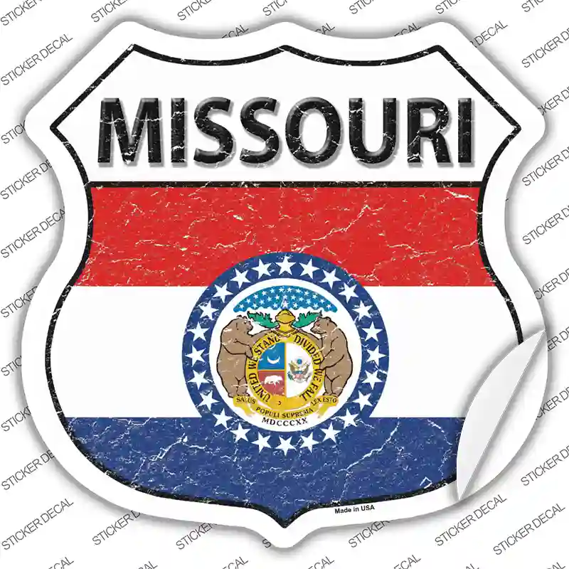 Missouri Flag Novelty Highway Shield Sticker Decal