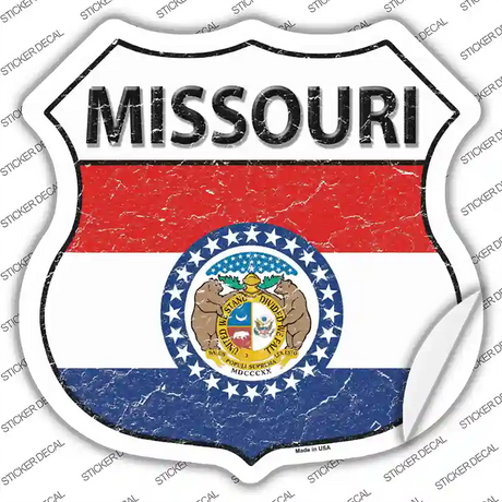 Missouri Flag Novelty Highway Shield Sticker Decal