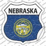 Nebraska Flag Novelty Highway Shield Sticker Decal