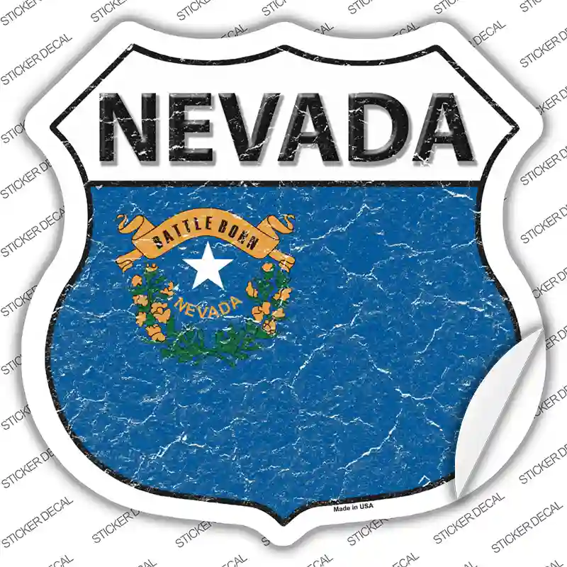 Nevada Flag Novelty Highway Shield Sticker Decal