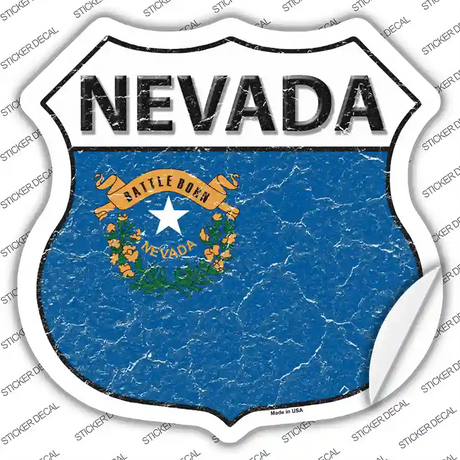 Nevada Flag Novelty Highway Shield Sticker Decal