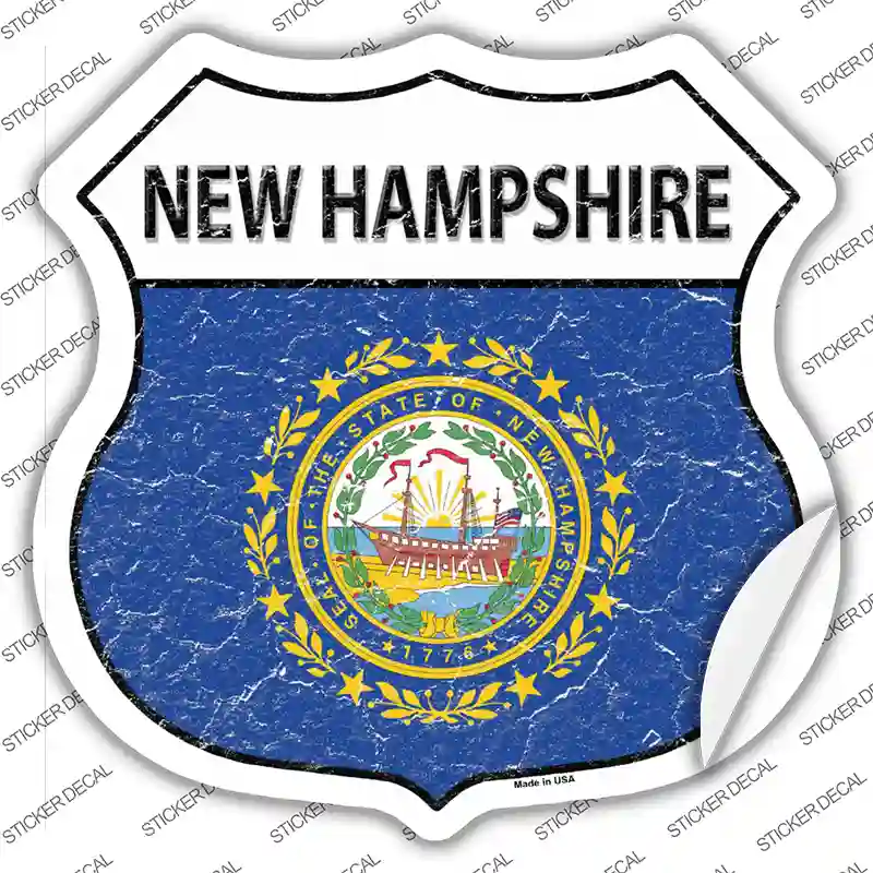 New Hampshire Flag Novelty Highway Shield Sticker Decal