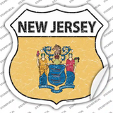 New Jersey Flag Novelty Highway Shield Sticker Decal