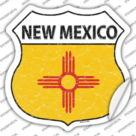 New Mexico Flag Novelty Highway Shield Sticker Decal