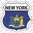 New York Flag Novelty Highway Shield Sticker Decal