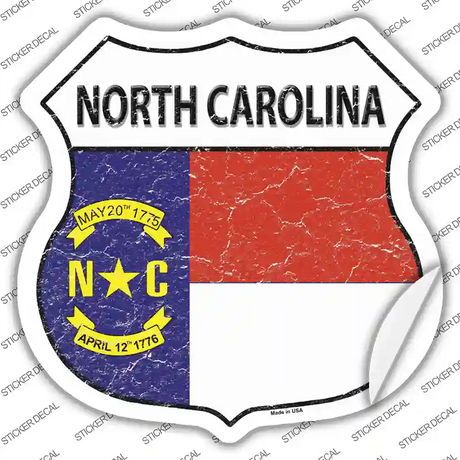North Carolina Flag Novelty Highway Shield Sticker Decal