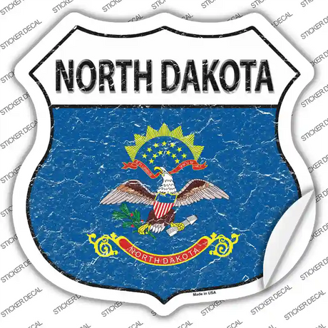 North Dakota Flag Novelty Highway Shield Sticker Decal