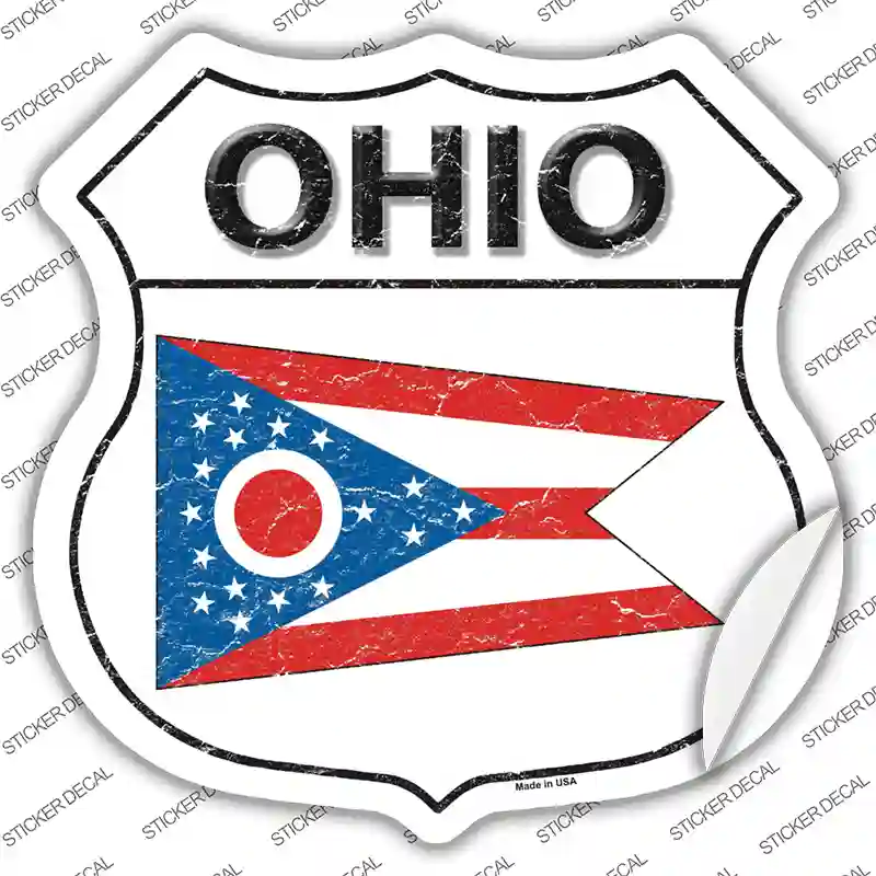 Ohio Flag Novelty Highway Shield Sticker Decal
