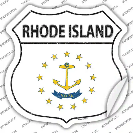 Rhode Island Flag Novelty Highway Shield Sticker Decal