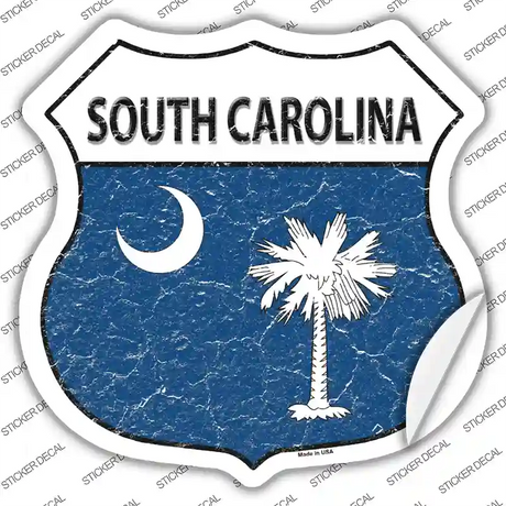 South Carolina Flag Novelty Highway Shield Sticker Decal