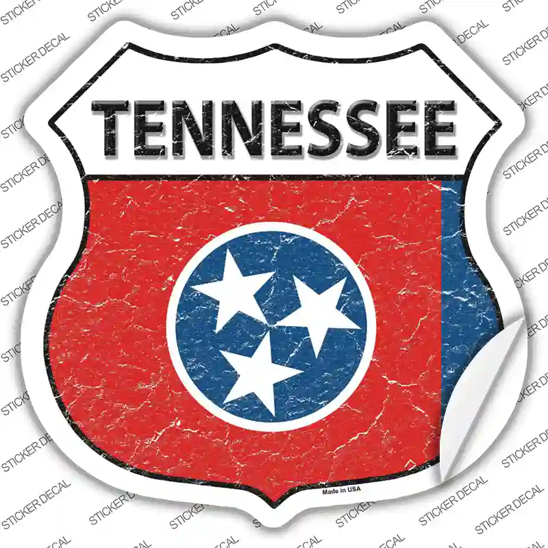 Tennessee Flag Novelty Highway Shield Sticker Decal