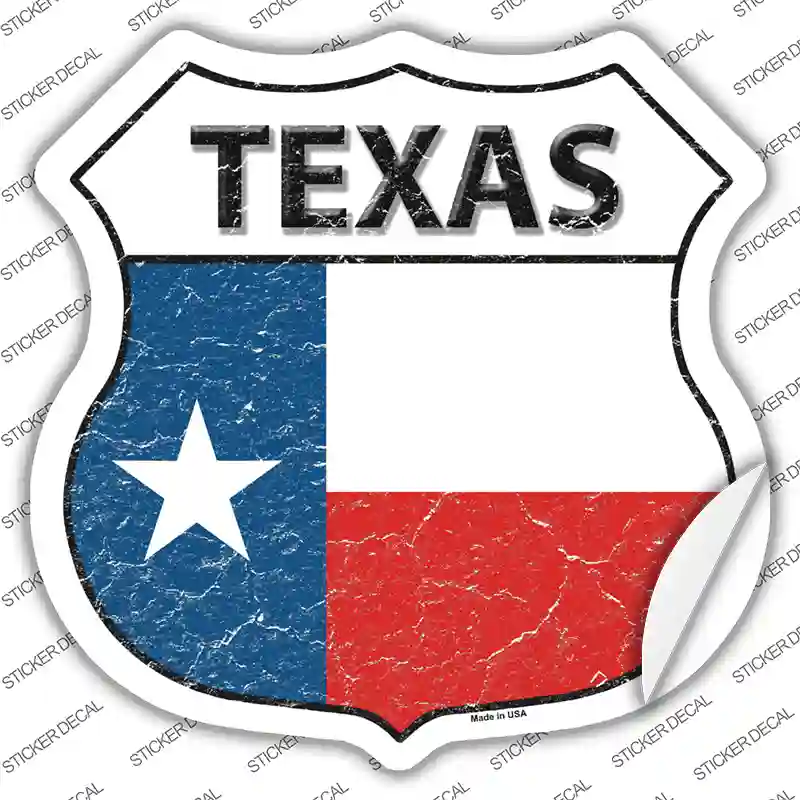 Texas Flag Novelty Highway Shield Sticker Decal