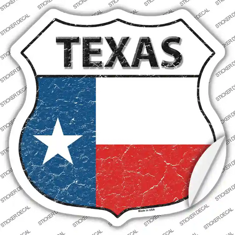 Texas Flag Novelty Highway Shield Sticker Decal