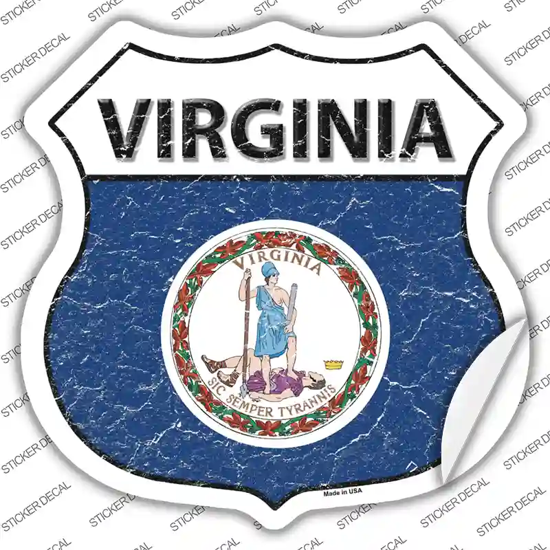 Virginia Flag Novelty Highway Shield Sticker Decal