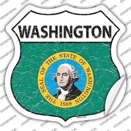 Washington Flag Novelty Highway Shield Sticker Decal