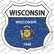 Wisconsin Flag Novelty Highway Shield Sticker Decal