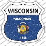 Wisconsin Flag Novelty Highway Shield Sticker Decal