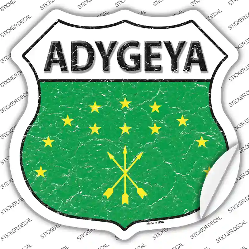 Adygea Flag Novelty Highway Shield Sticker Decal