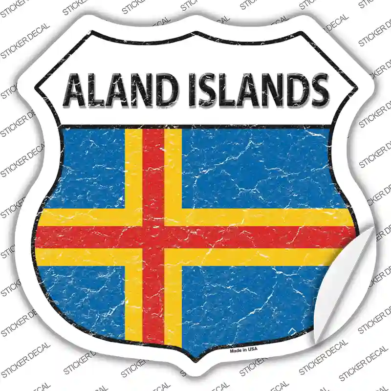 Aland Islands Flag Novelty Highway Shield Sticker Decal