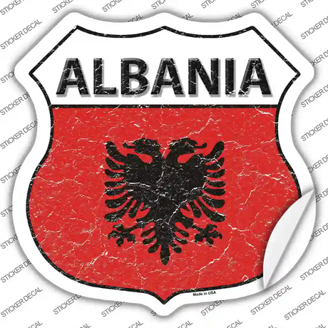 Albania Flag Novelty Highway Shield Sticker Decal