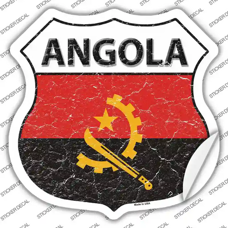 Angola Flag Novelty Highway Shield Sticker Decal