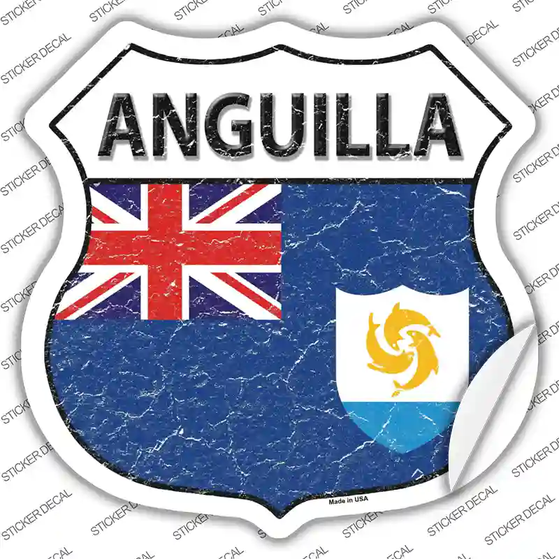 Anguilla Flag Novelty Highway Shield Sticker Decal
