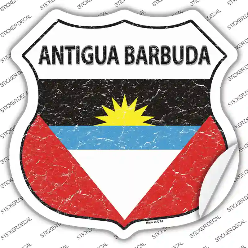 Antigua Barbuda Flag Novelty Highway Shield Sticker Decal