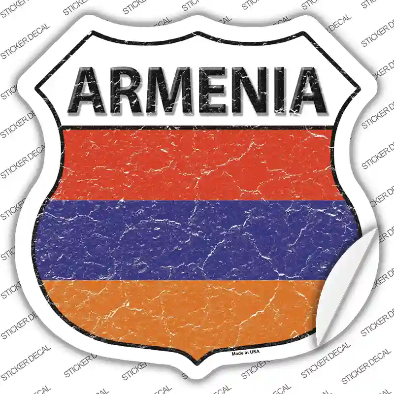 Armenia Flag Novelty Highway Shield Sticker Decal