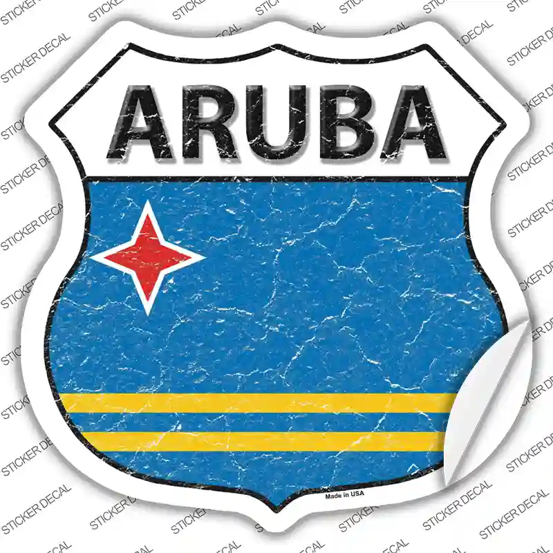 Aruba Flag Novelty Highway Shield Sticker Decal