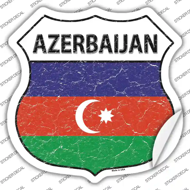 Azerbaijan Flag Novelty Highway Shield Sticker Decal