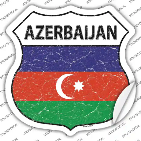 Azerbaijan Flag Novelty Highway Shield Sticker Decal