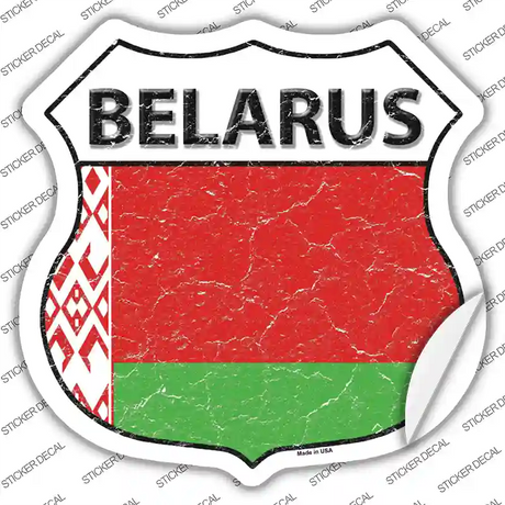 Belarus Flag Novelty Highway Shield Sticker Decal