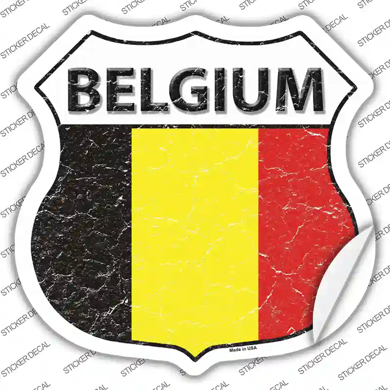 Belgium Flag Novelty Highway Shield Sticker Decal