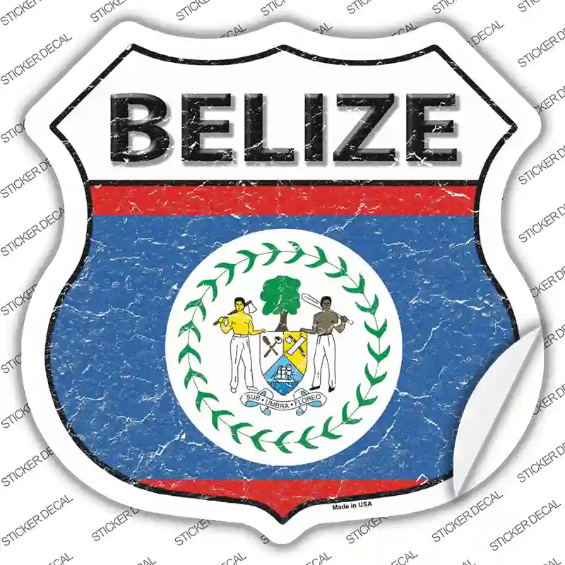 Belize Flag Novelty Highway Shield Sticker Decal
