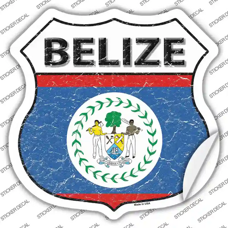 Belize Flag Novelty Highway Shield Sticker Decal