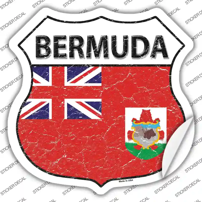 Bermuda Flag Novelty Highway Shield Sticker Decal