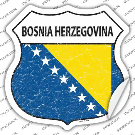 Bosnia Herzegovina Flag Novelty Highway Shield Sticker Decal